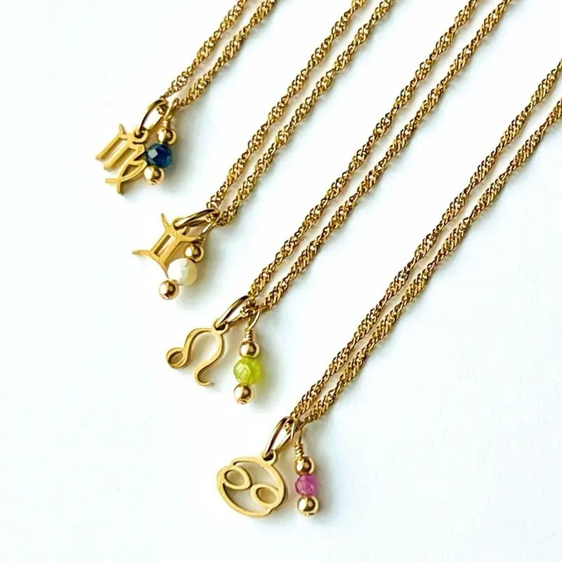Zodiac & Birthstone Charm Necklace