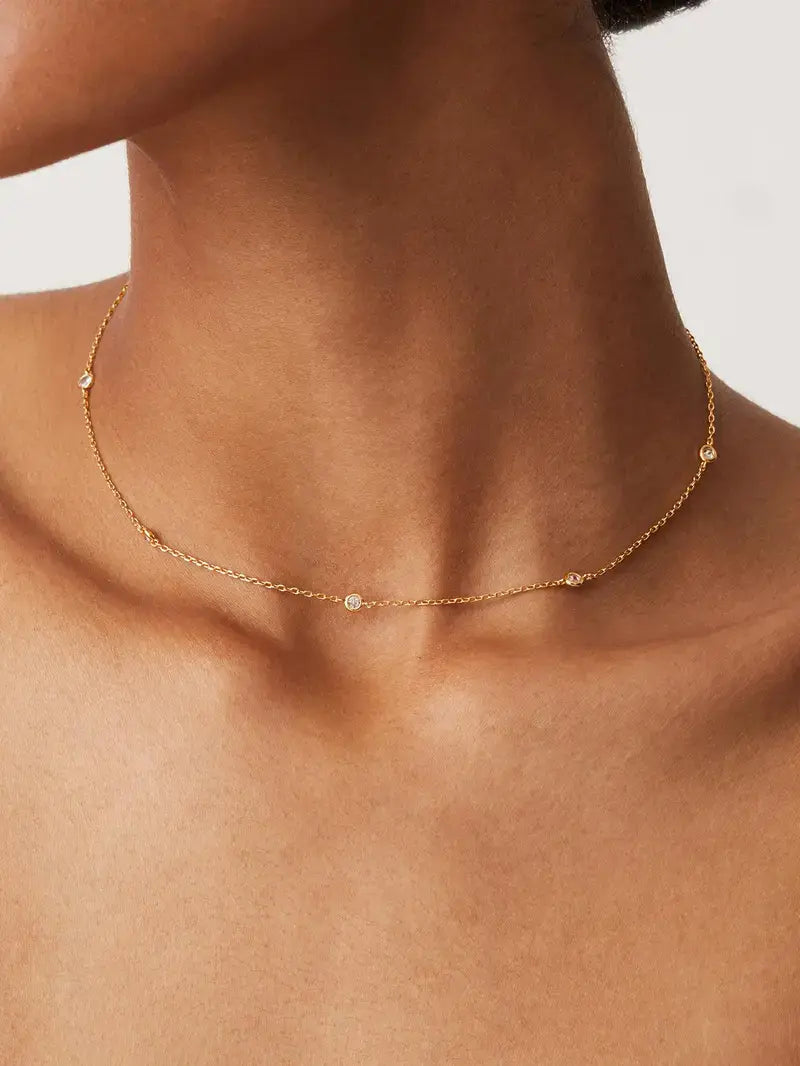 Dainty Crystal Station Necklace