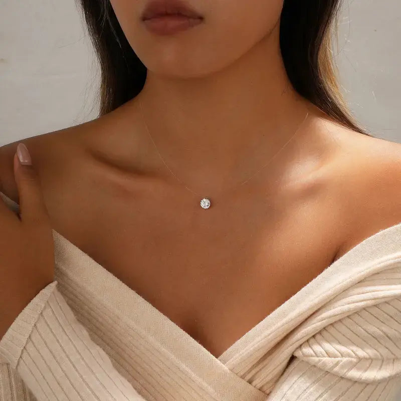 Solitaire Floating Crystal Necklace