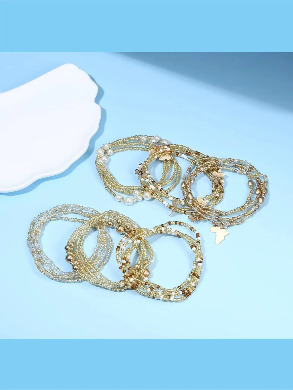 Gold Seed-Bead Waist Beads — 6 Strands