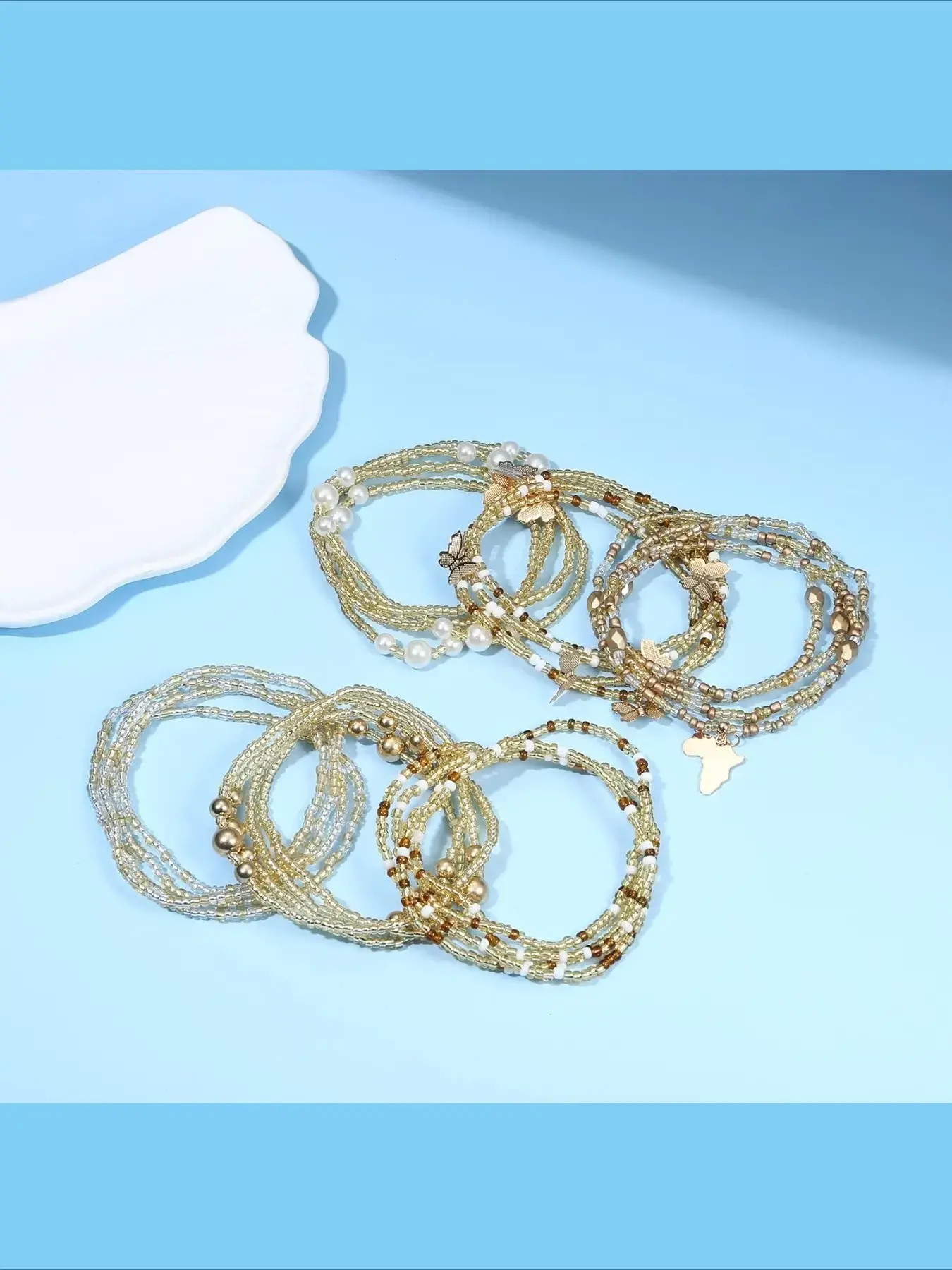 Gold Seed-Bead Waist Beads — 6 Strands