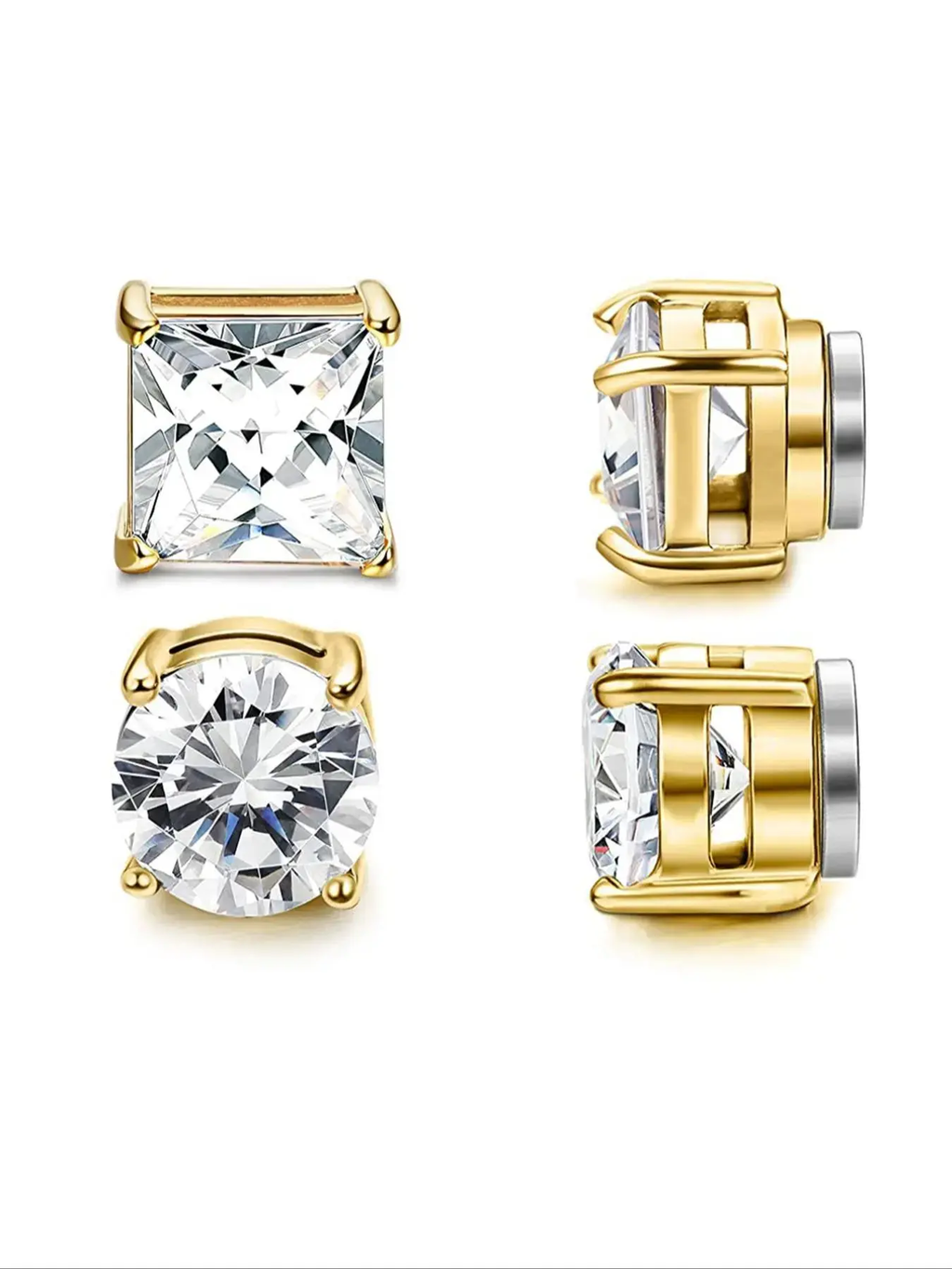 Magnetic Crystal Stud Earrings — 2 Pair Set