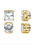 Magnetic Crystal Stud Earrings — 2 Pair Set
