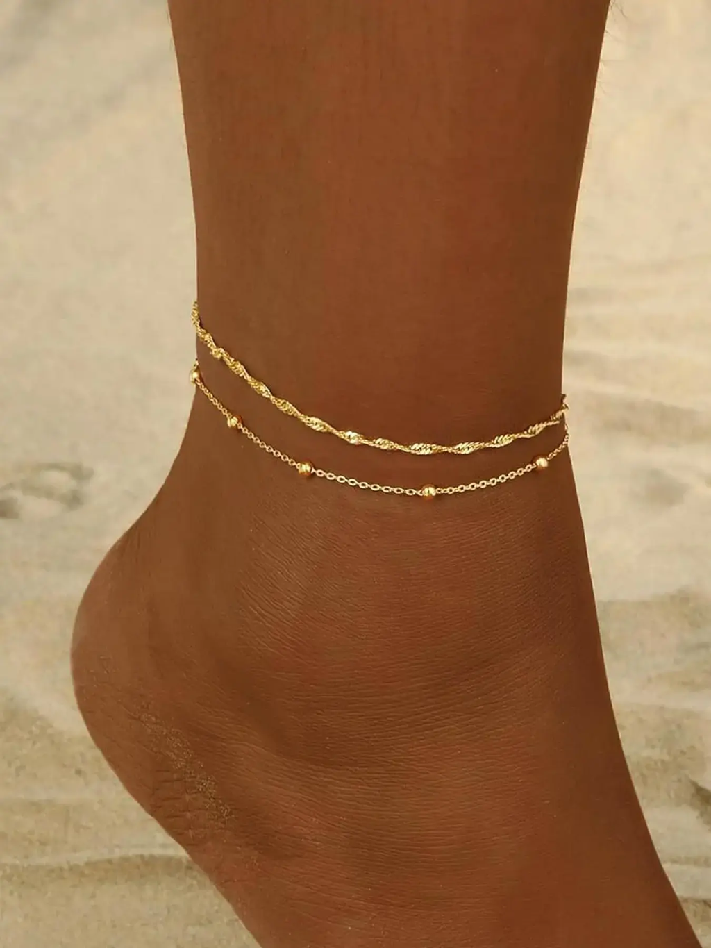 Layered Gold-Tone Anklet Set — 2 Pieces