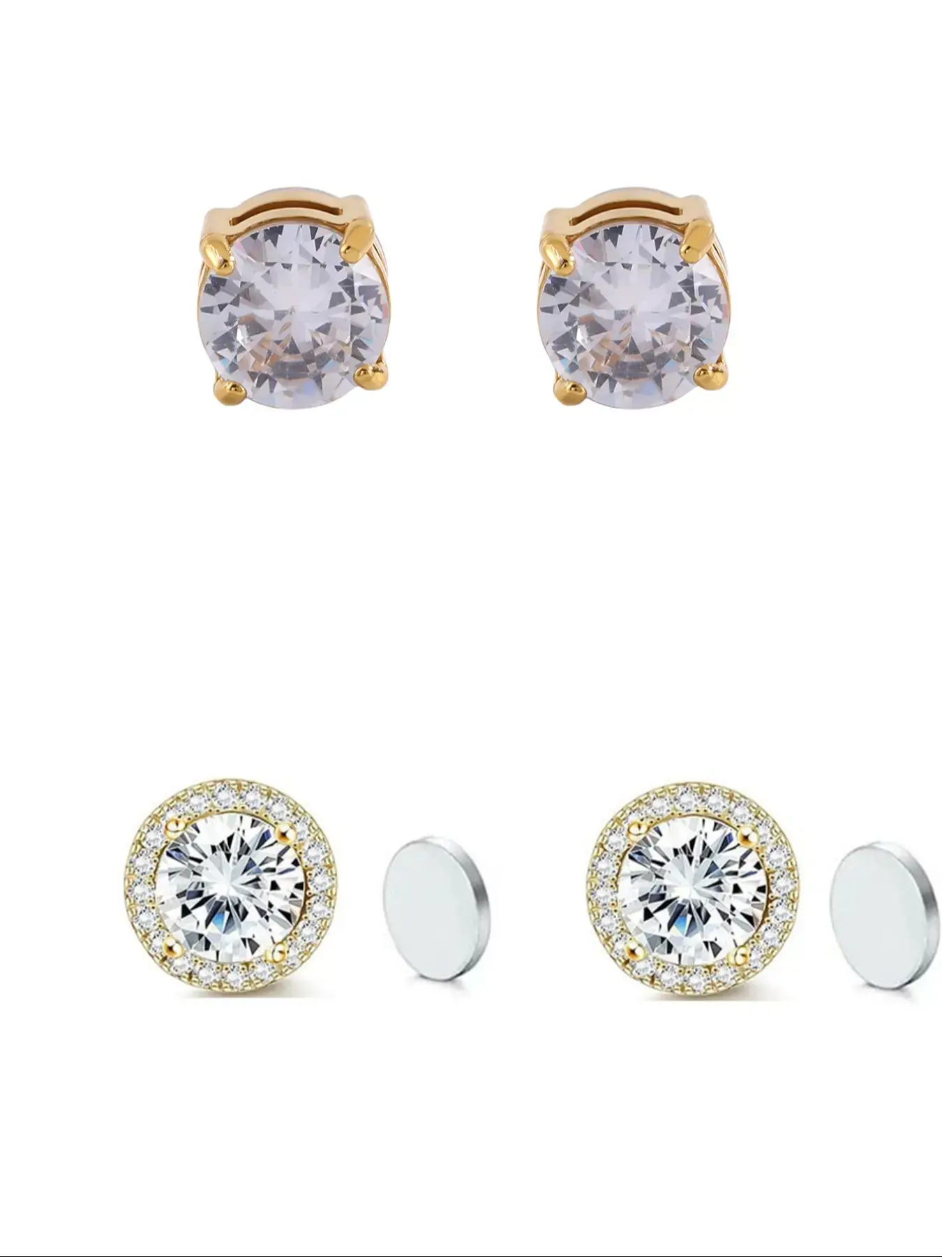 Magnetic Crystal Stud Earrings — 2 Pair Set