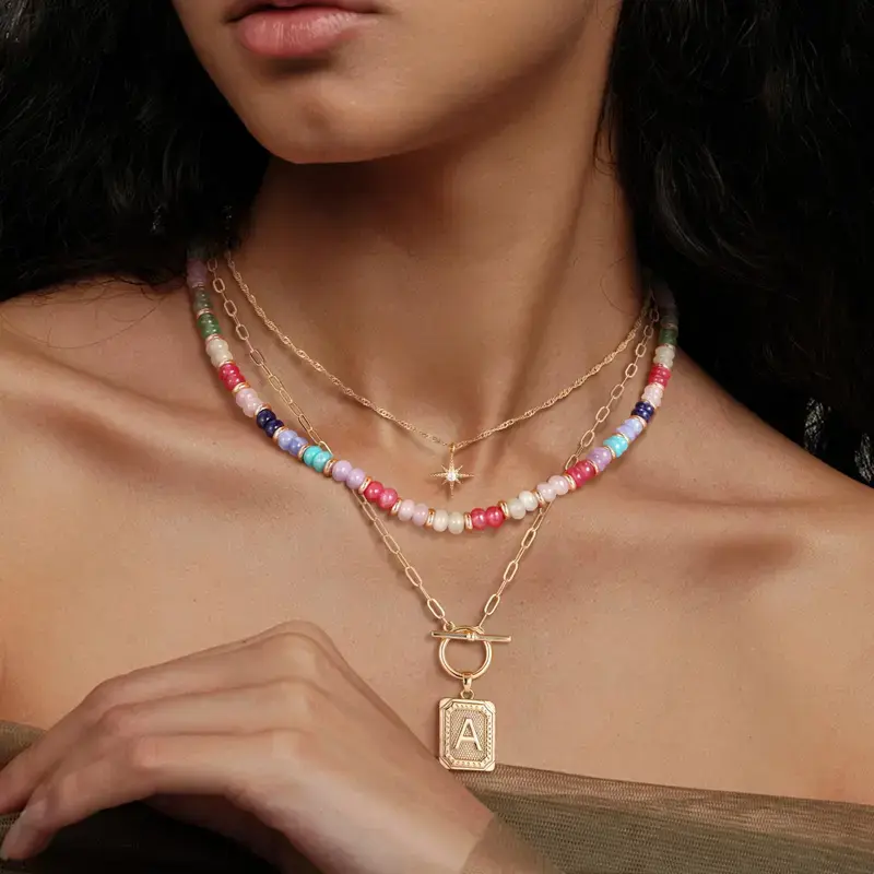 Layered Initial Necklace Set