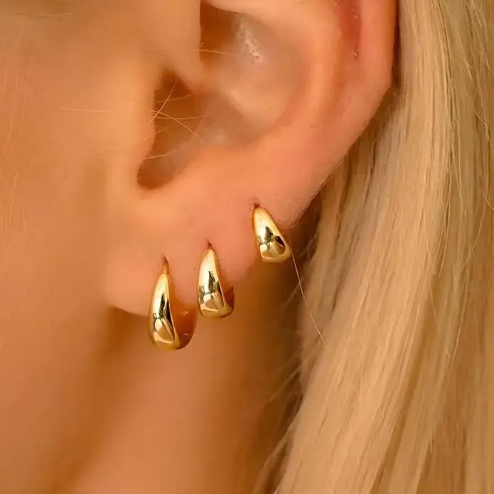 Chunky Dome Hoop Earrings — Set of 3 Pairs