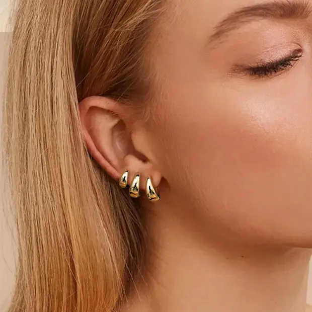 Chunky Dome Hoop Earrings — Set of 3 Pairs