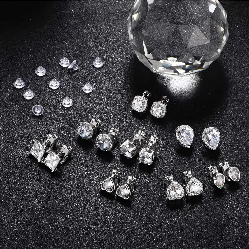Crystal Clip-On Earrings — 6 Pair Set
