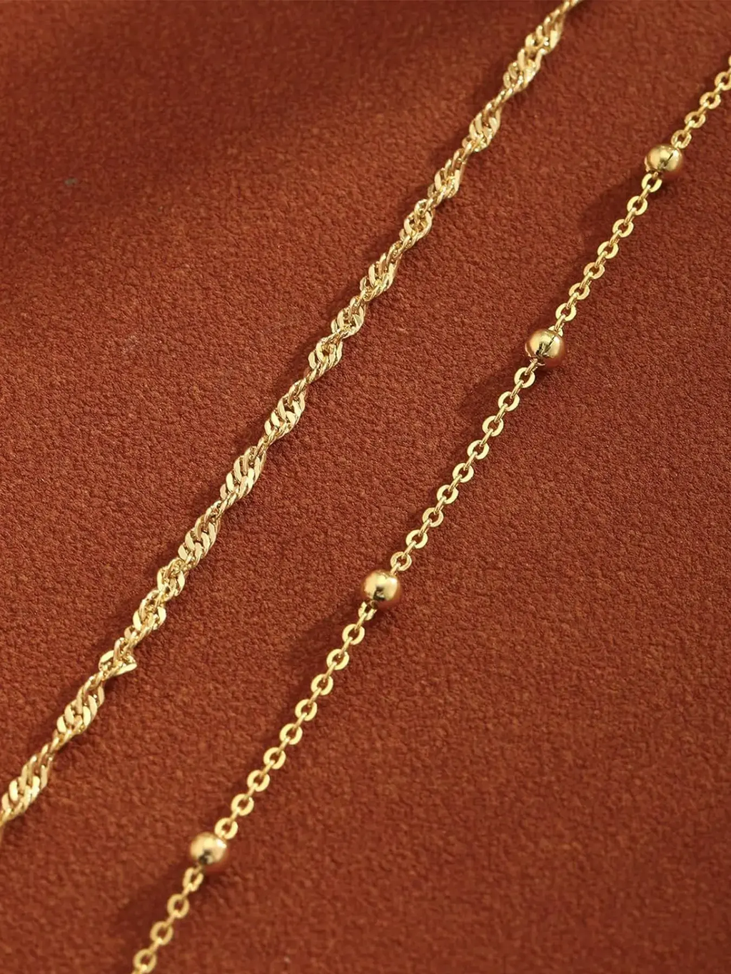 Layered Gold-Tone Anklet Set — 2 Pieces