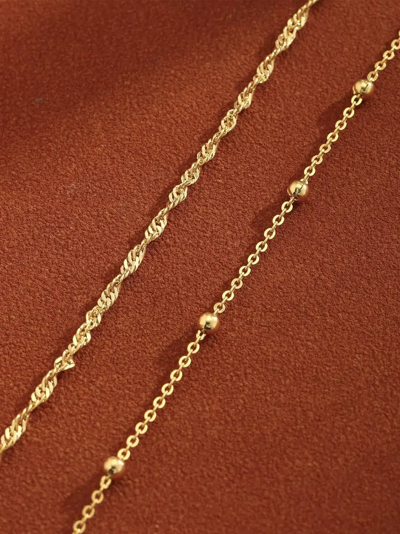 Layered Gold-Tone Anklet Set — 2 Pieces