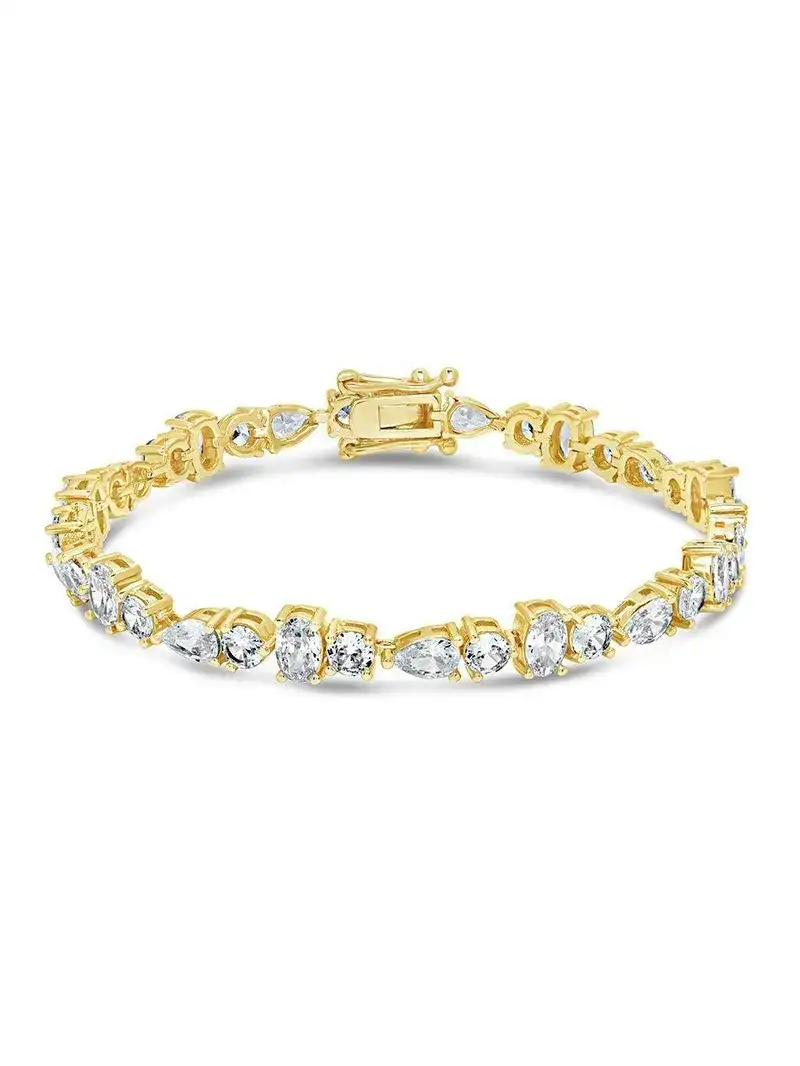 Mixed-Cut Crystal Tennis Bracelet