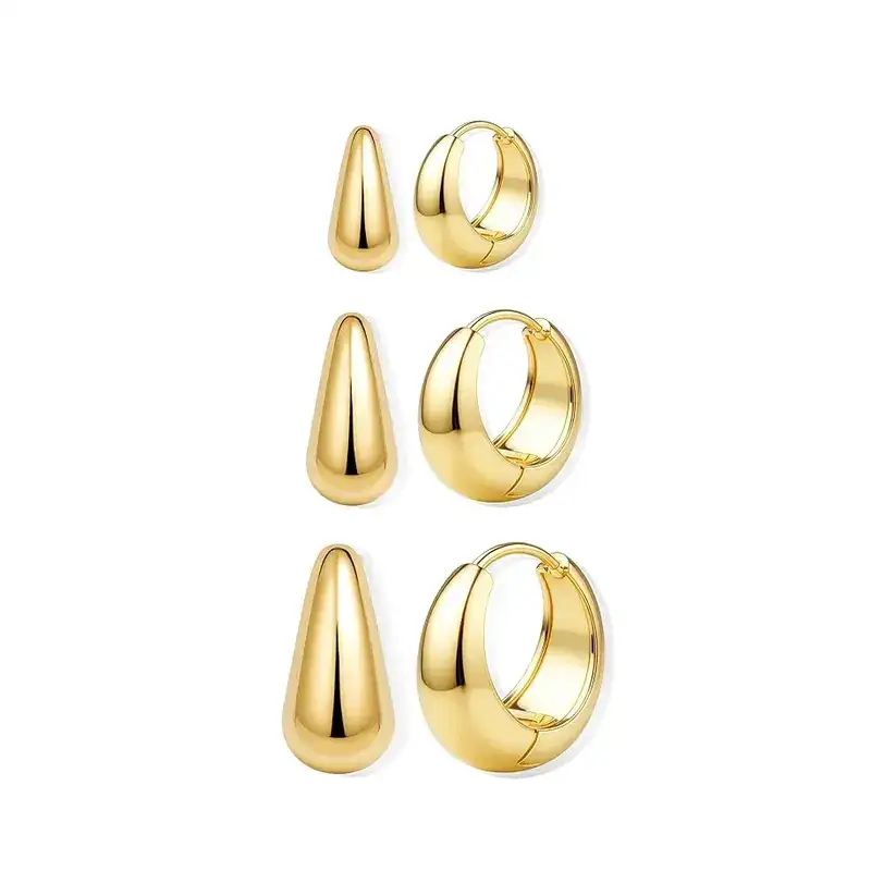 Chunky Dome Hoop Earrings — Set of 3 Pairs