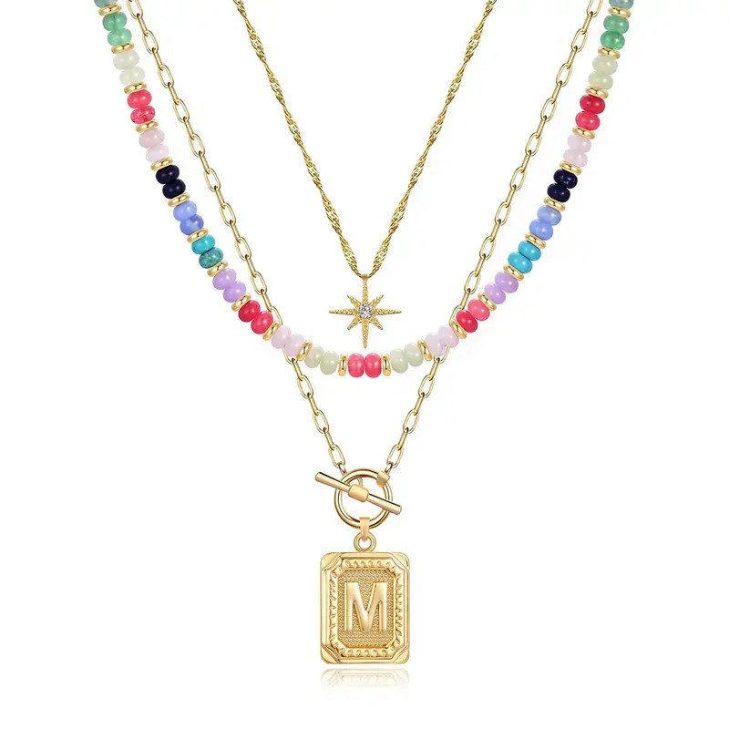 Layered Initial Necklace Set