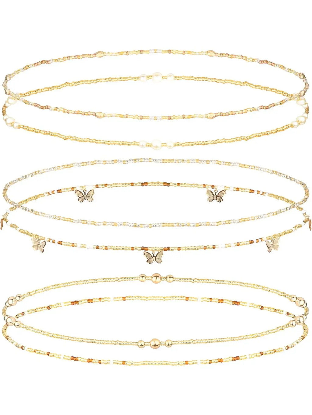 Gold Seed-Bead Waist Beads — 6 Strands