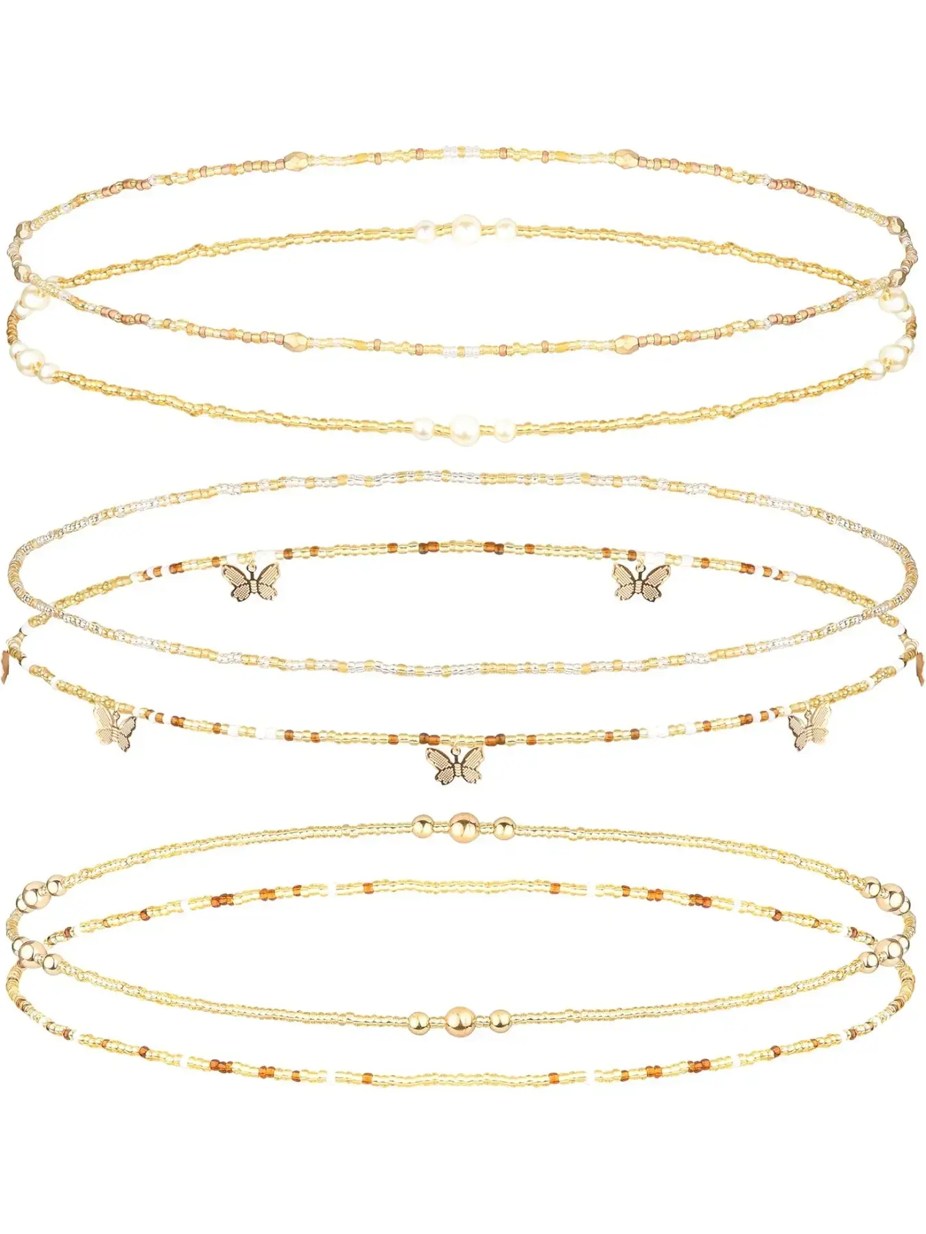 Gold Seed-Bead Waist Beads — 6 Strands
