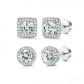 Zircon Stud Earring Set — 4 Pairs