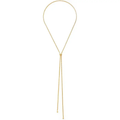Adjustable snake-chain lariat necklace in gold-tone, full view on white